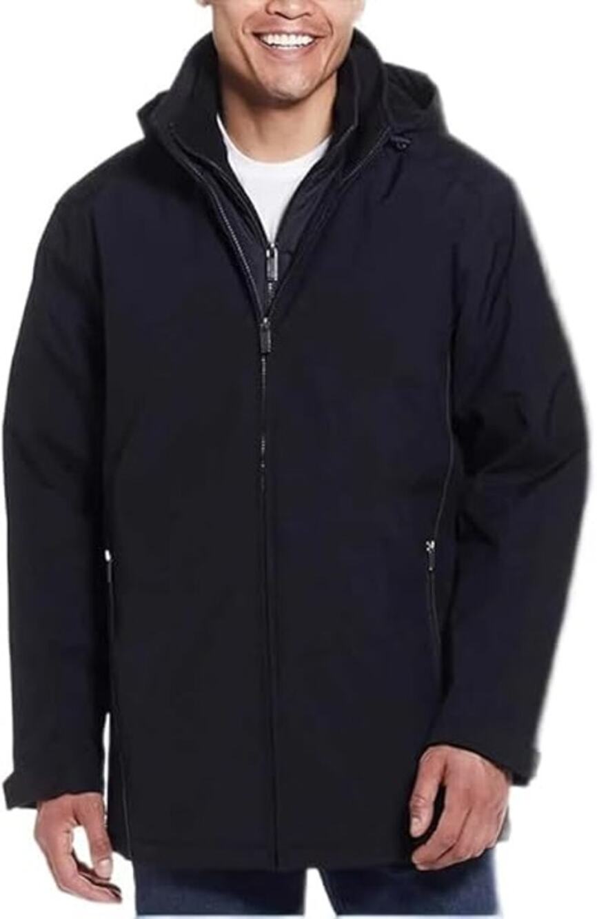 Weatherproof Black Ultra Tech Removable Fleece Lined Hooded Jacket mens Size XXL